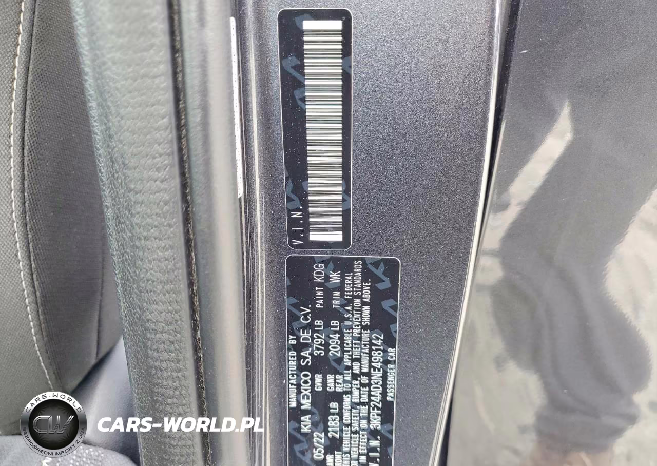 2022 Kia Forte Fe VIN:3KPF24AD3NE498142 - 13