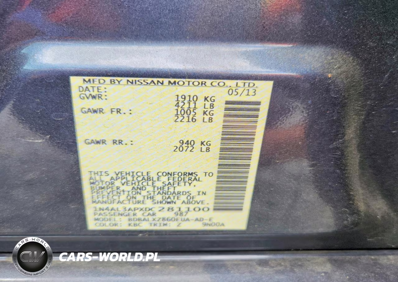 2013 Nissan Altima 2.5 VIN:1N4AL3APXDC281100 - 13