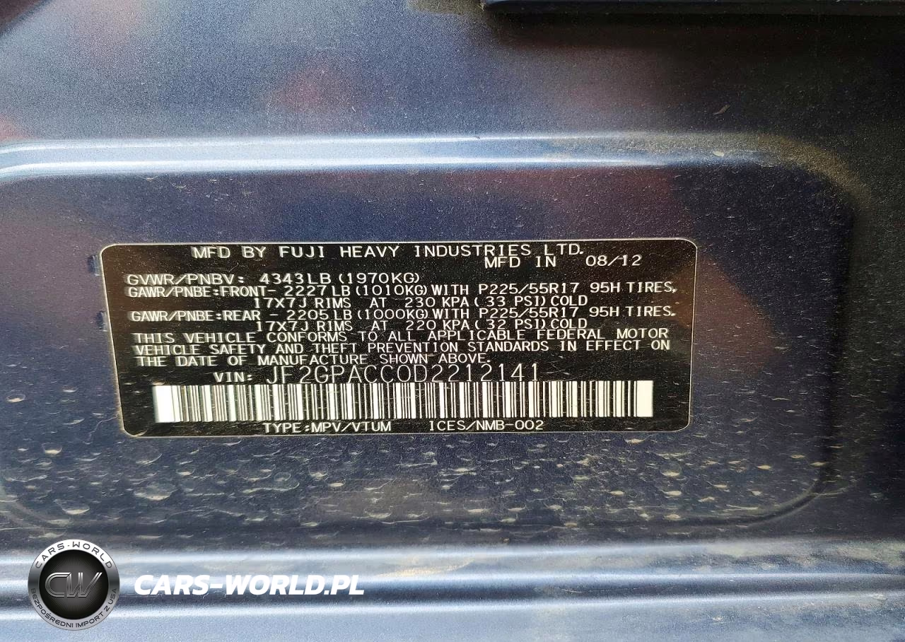 2013 Subaru Xv Crosstrek 2.0 Premium VIN:JF2GPACC0D2212141 - 12