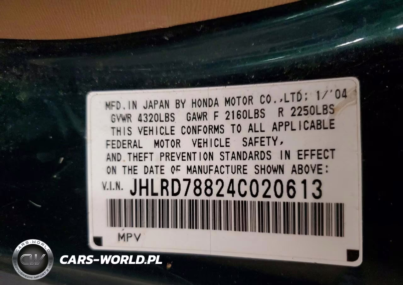 2004 Honda Cr-V Ex VIN:JHLRD78824C020613 - 13