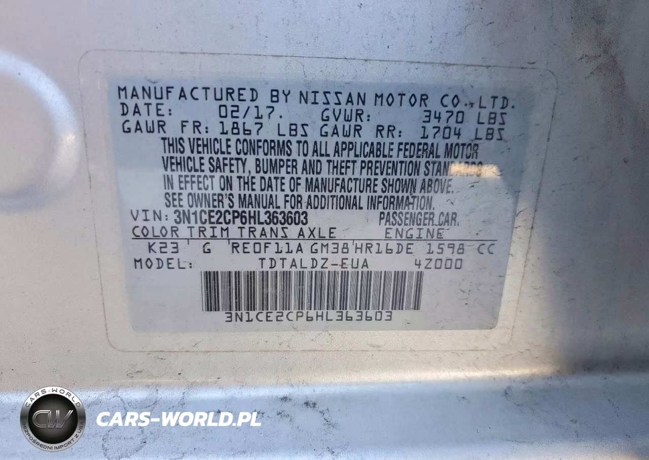 2017 Nissan Versa Note Sv VIN:3N1CE2CP6HL363603 - 12
