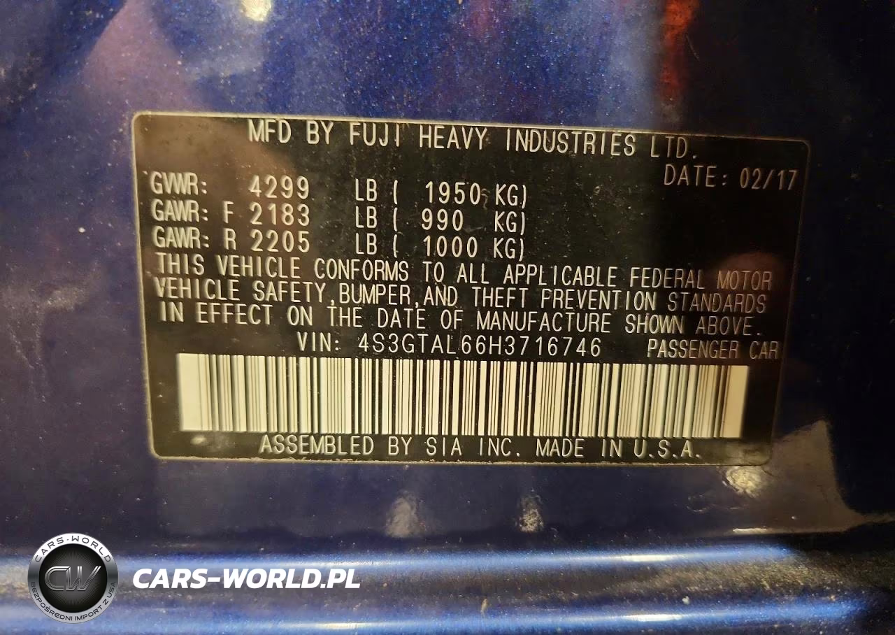 2017 Subaru Impreza Sport VIN:4S3GTAL66H3716746 - 12