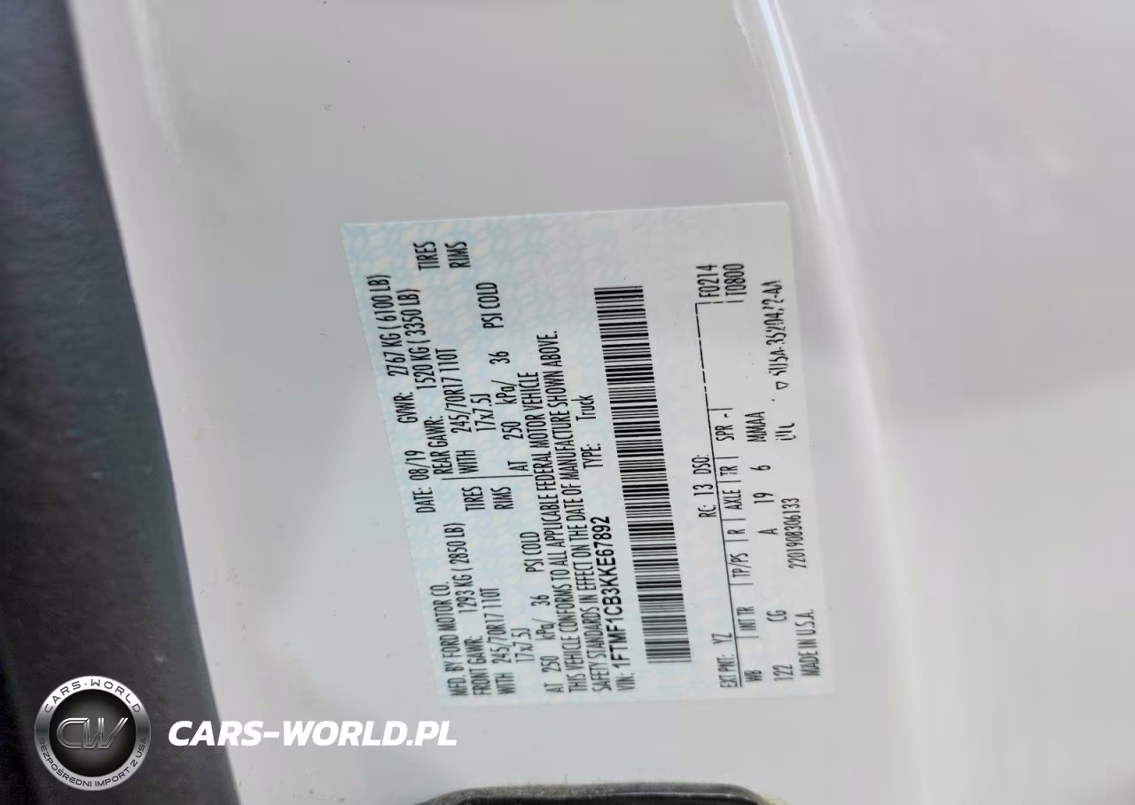 2019 Ford F150 VIN:1FTMF1CB3KKE67892 - 12