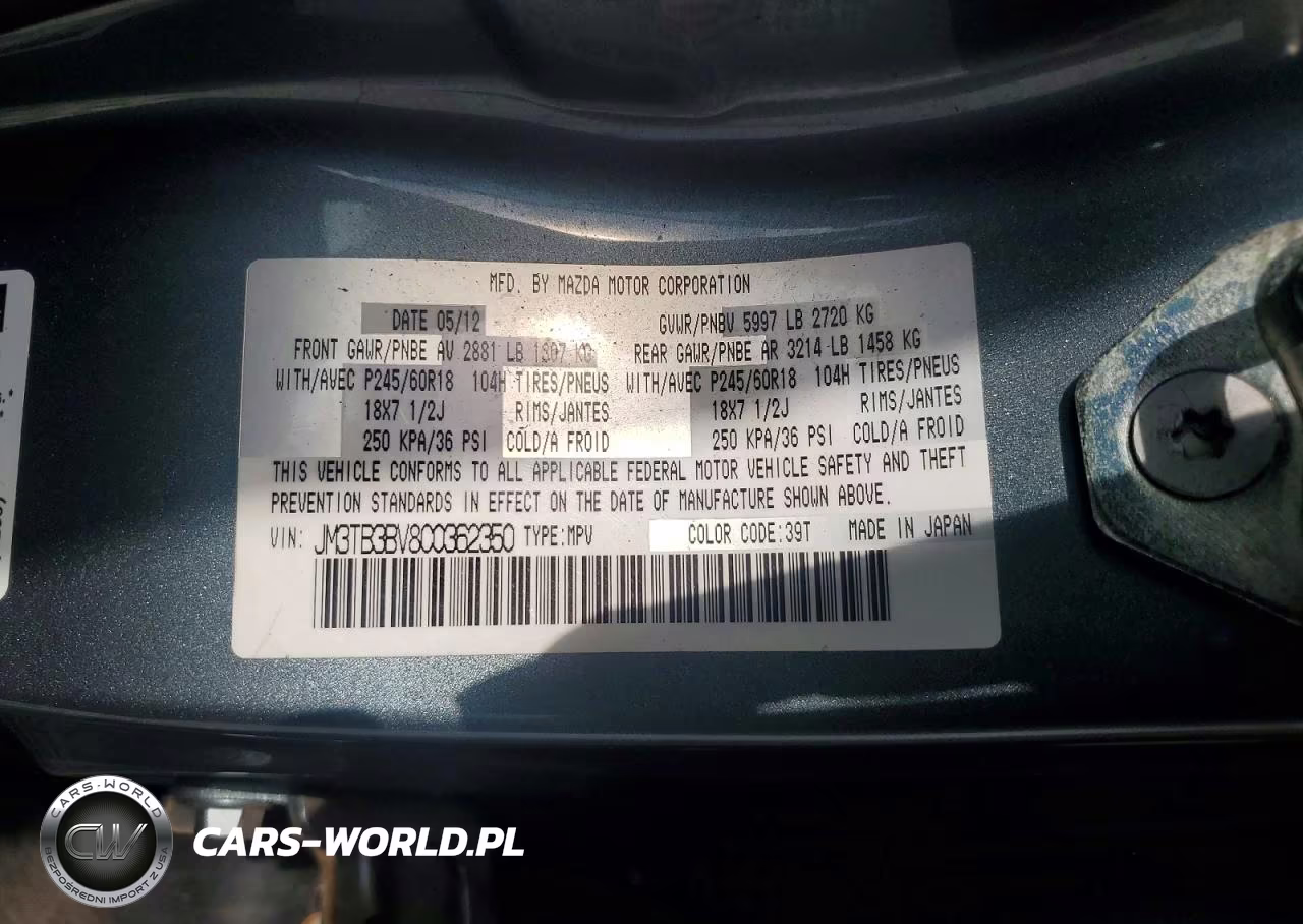 2012 Mazda Cx-9 VIN:JM3TB3BV8C0362350 - 12