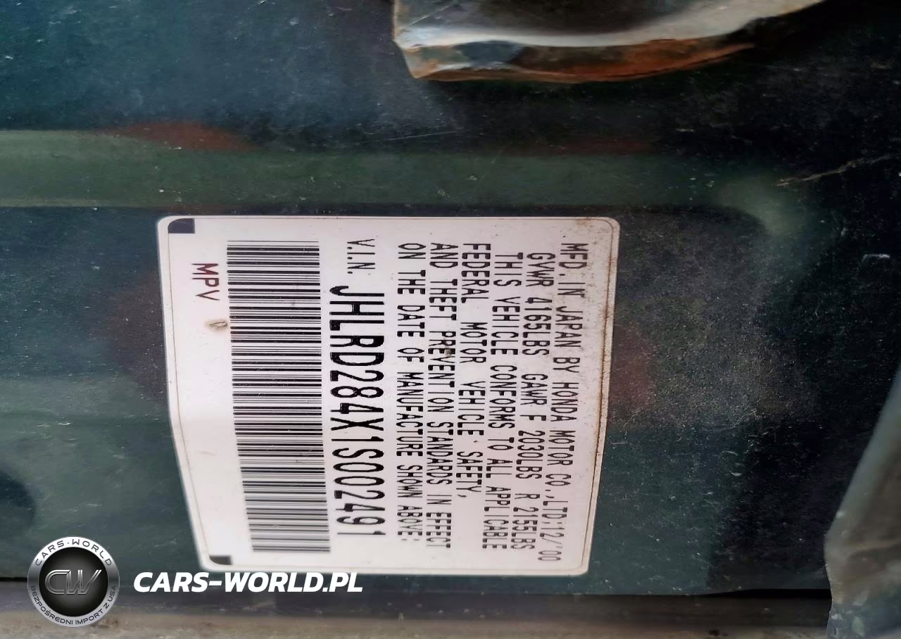 2001 Honda Cr-V Lx VIN:JHLRD284X1S002491 - 14