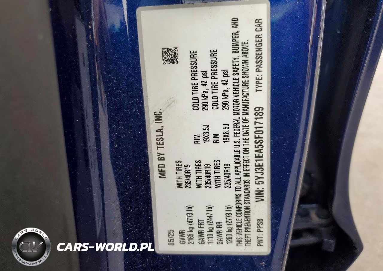 2025 Tesla Model 3 VIN:5YJ3E1EA5SF017189 - 12