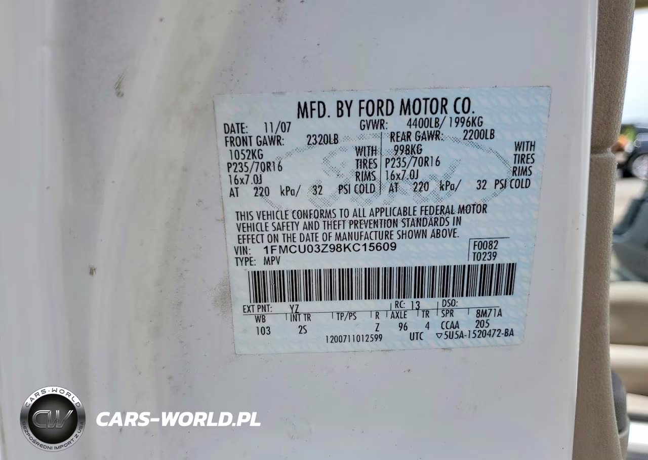 2008 Ford Escape Xlt VIN:1FMCU03Z98KC15609 - 13