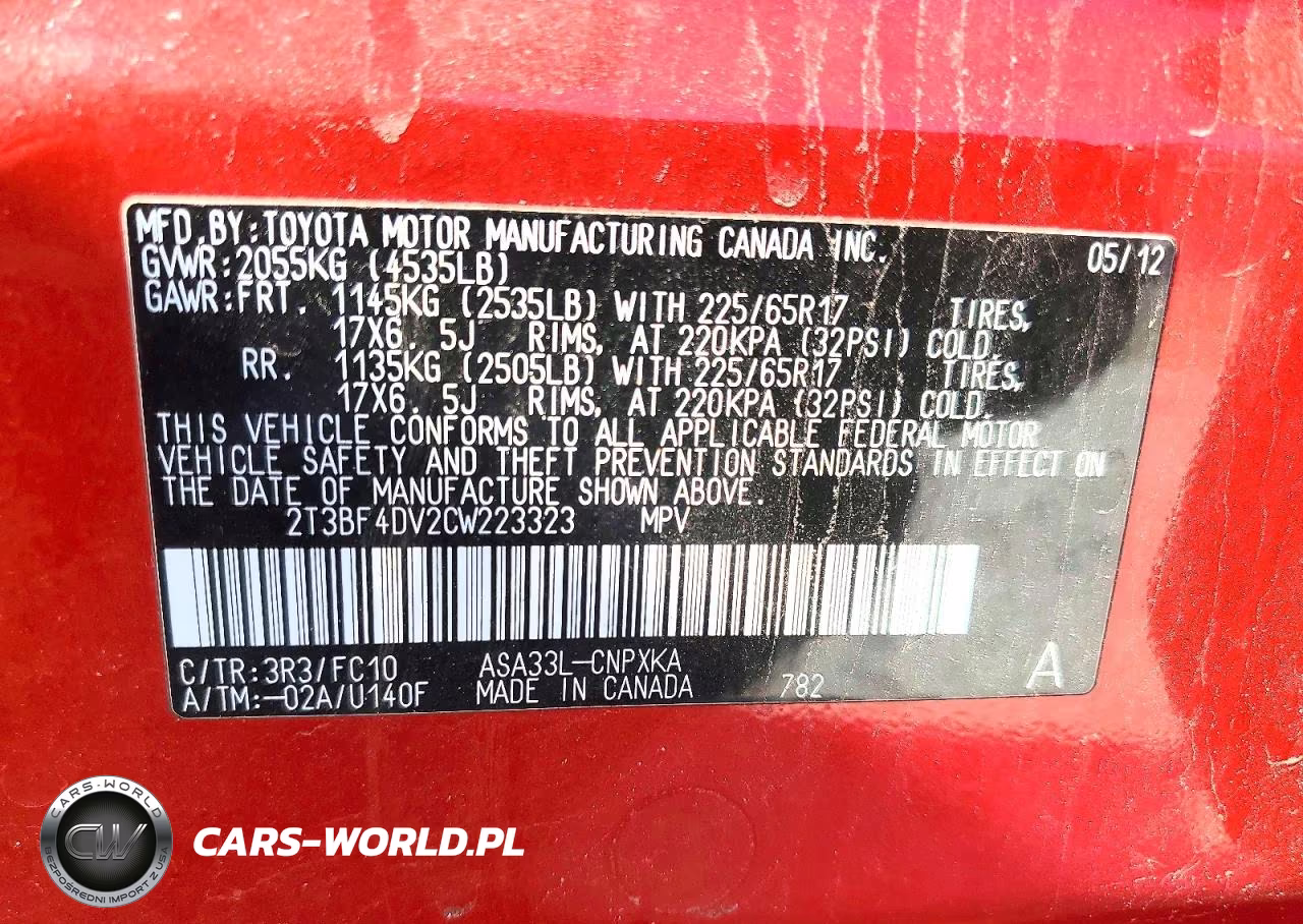 2012 Toyota Rav4 Base VIN:2T3BF4DV2CW223323 - 14