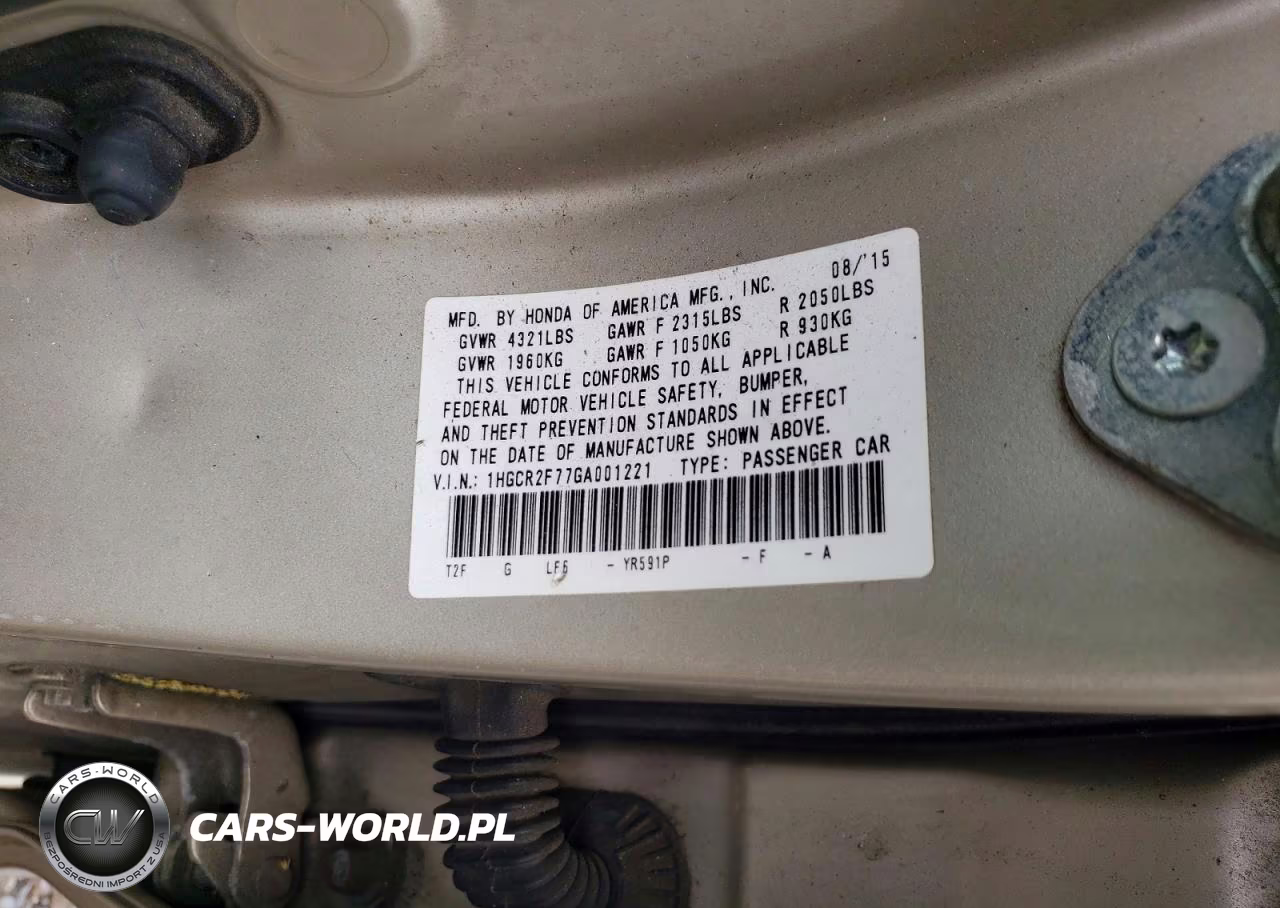 2016 Honda Accord Ex VIN:1HGCR2F77GA001221 - 13