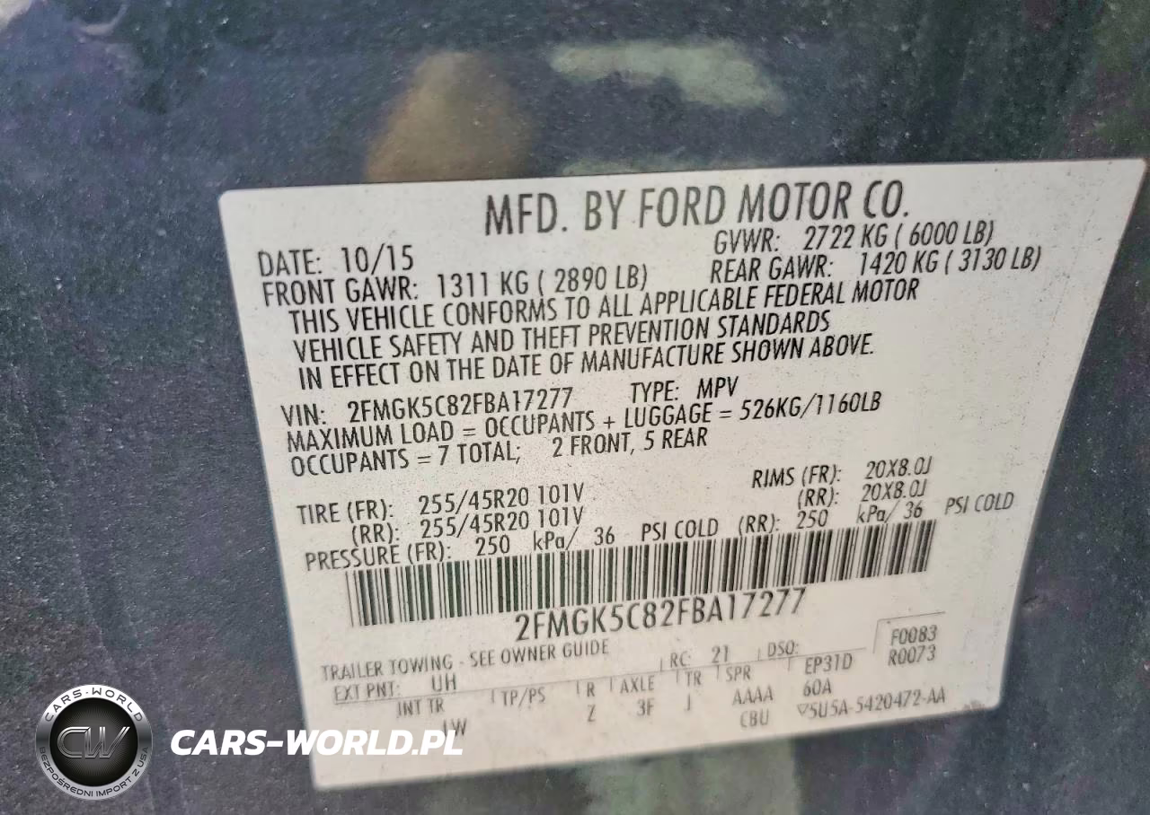 2015 Ford Flex Sel VIN:2FMGK5C82FBA17277 - 13