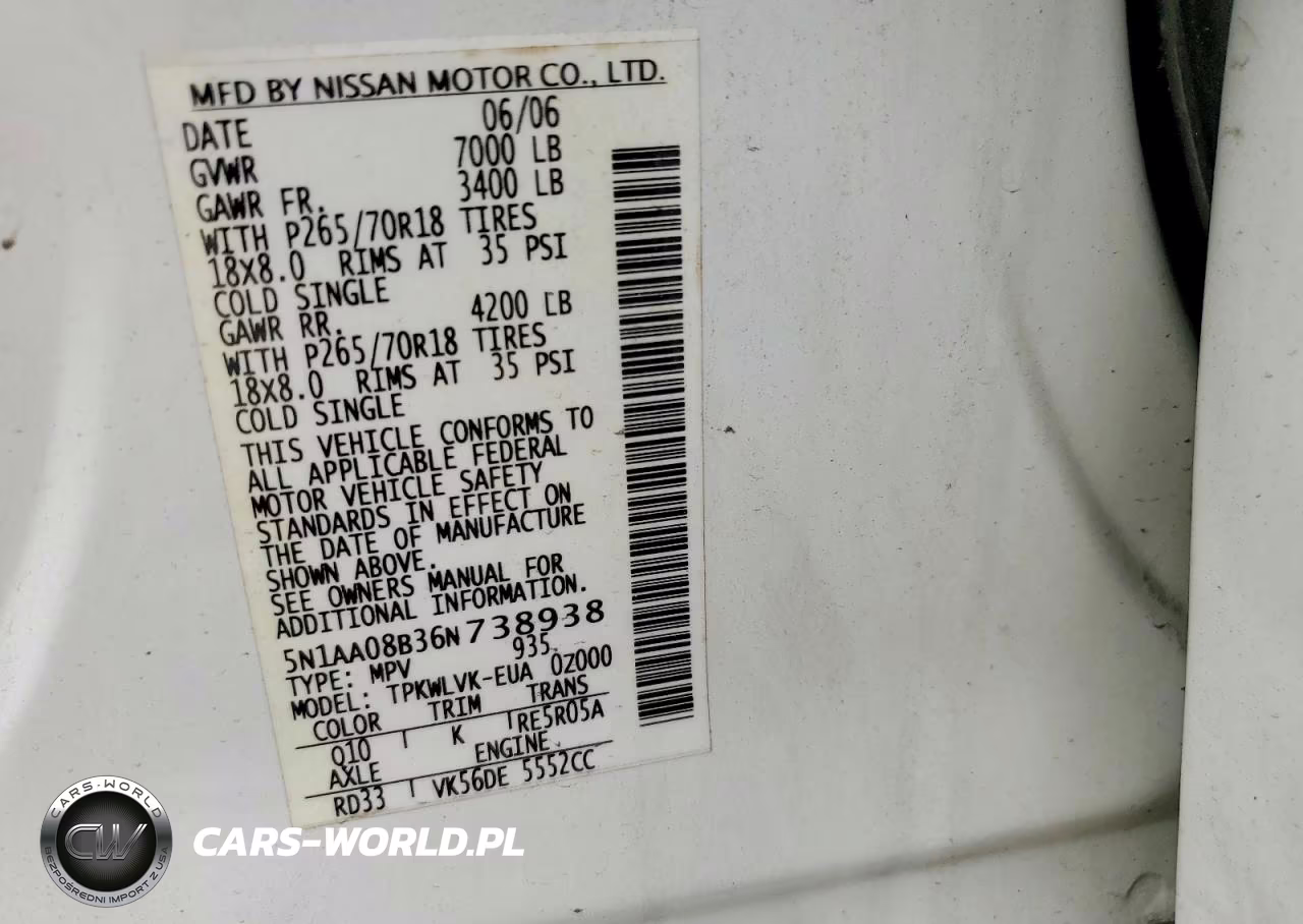 2006 Nissan Armada Se VIN:5N1AA08B36N738938 - 13
