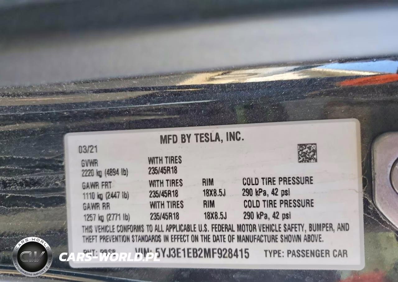 2021 Tesla Model 3 VIN:5YJ3E1EB2MF928415 - 13