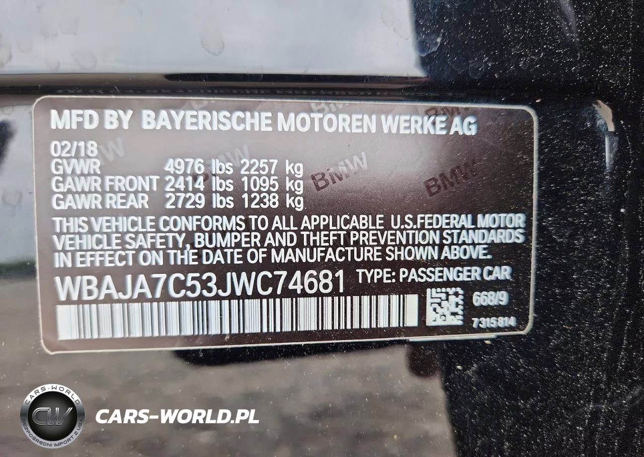2018 BMW 530 Xi VIN:WBAJA7C53JWC74681 - 12