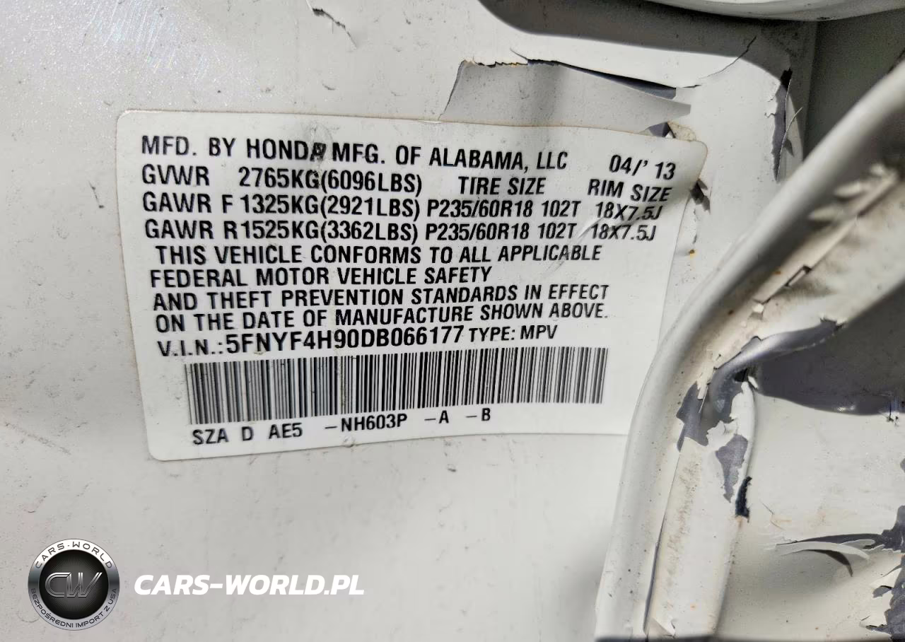 2013 Honda Pilot Touring VIN:5FNYF4H90DB066177 - 13