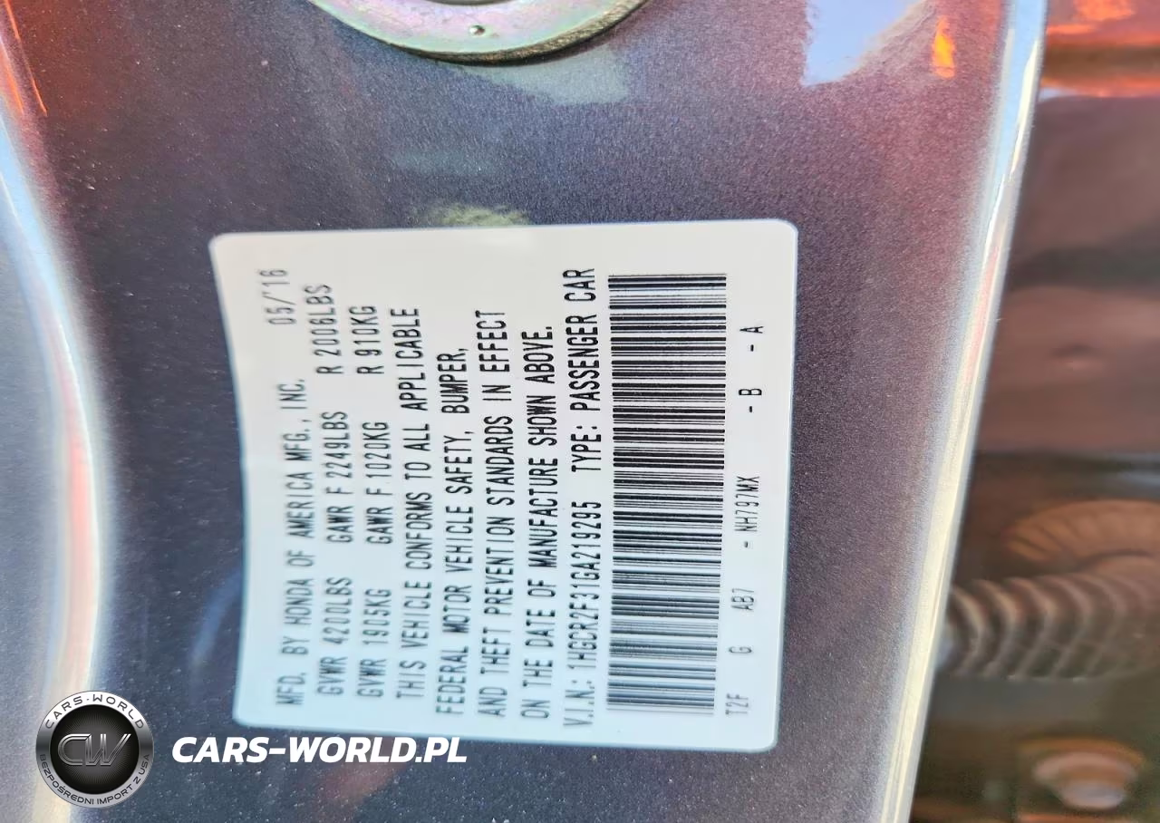 2016 Honda Accord Lx VIN:1HGCR2F31GA219295 - 12
