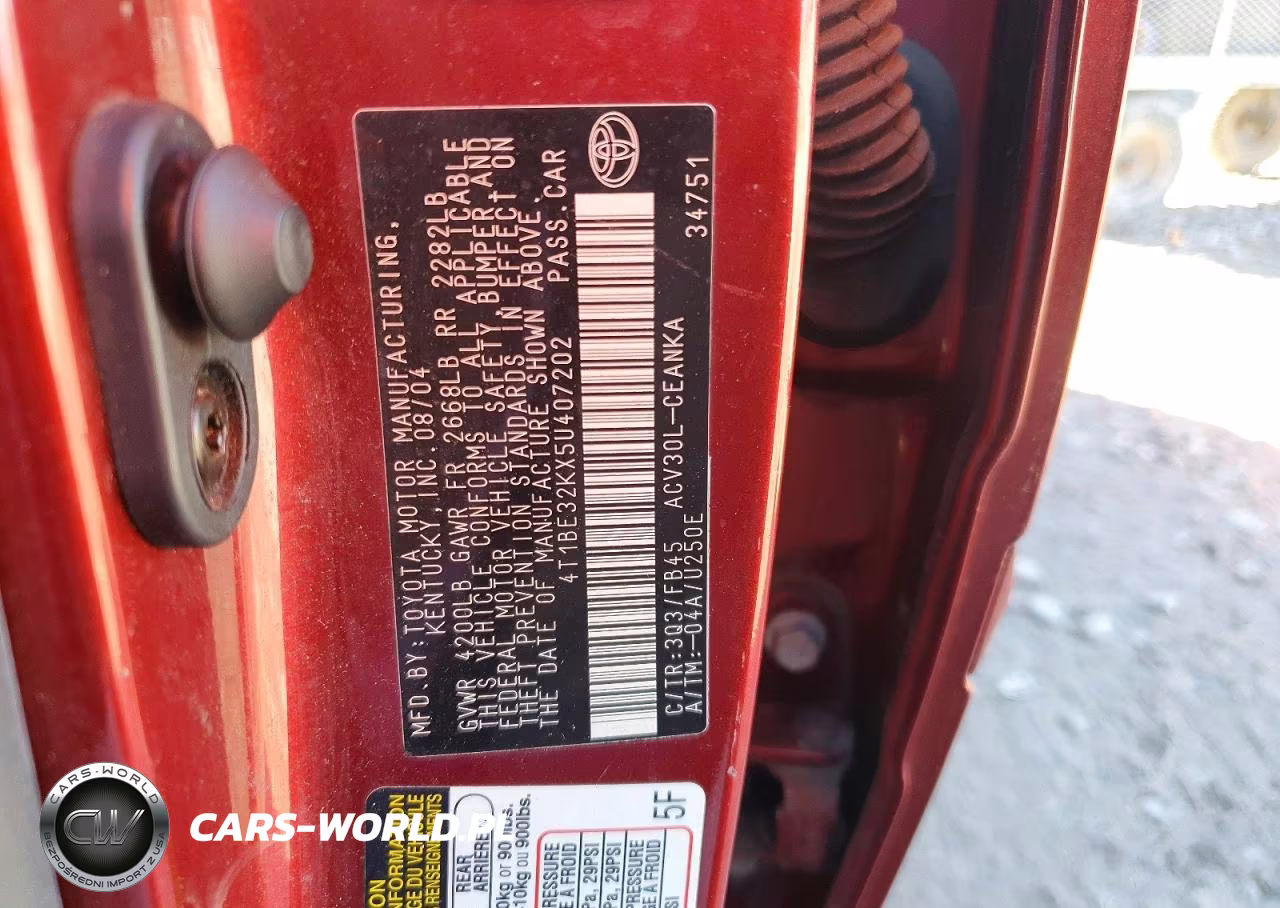 2005 Toyota Camry Le VIN:4T1BE32KX5U407202 - 12