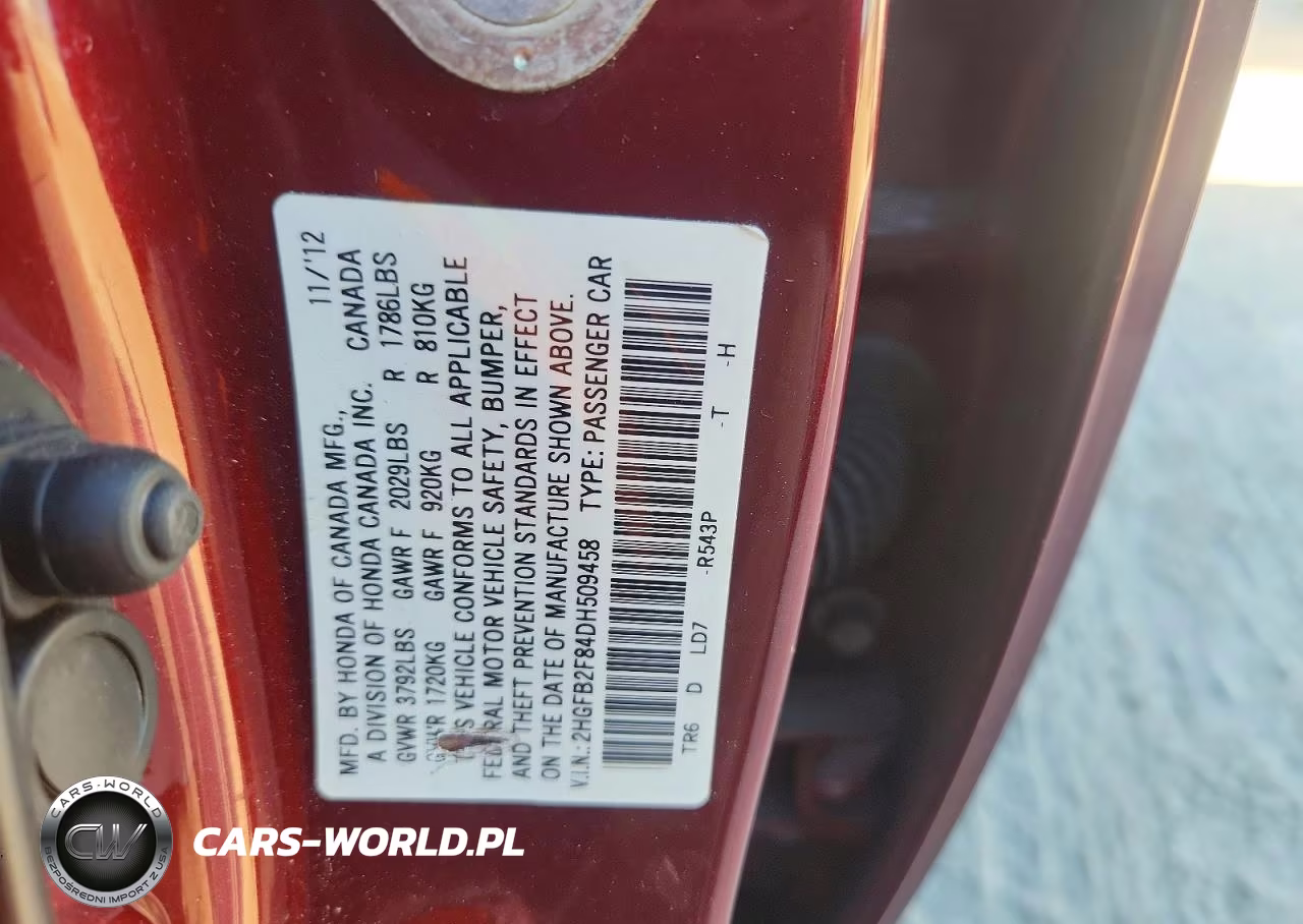 2013 Honda Civic Ex VIN:2HGFB2F84DH509458 - 12