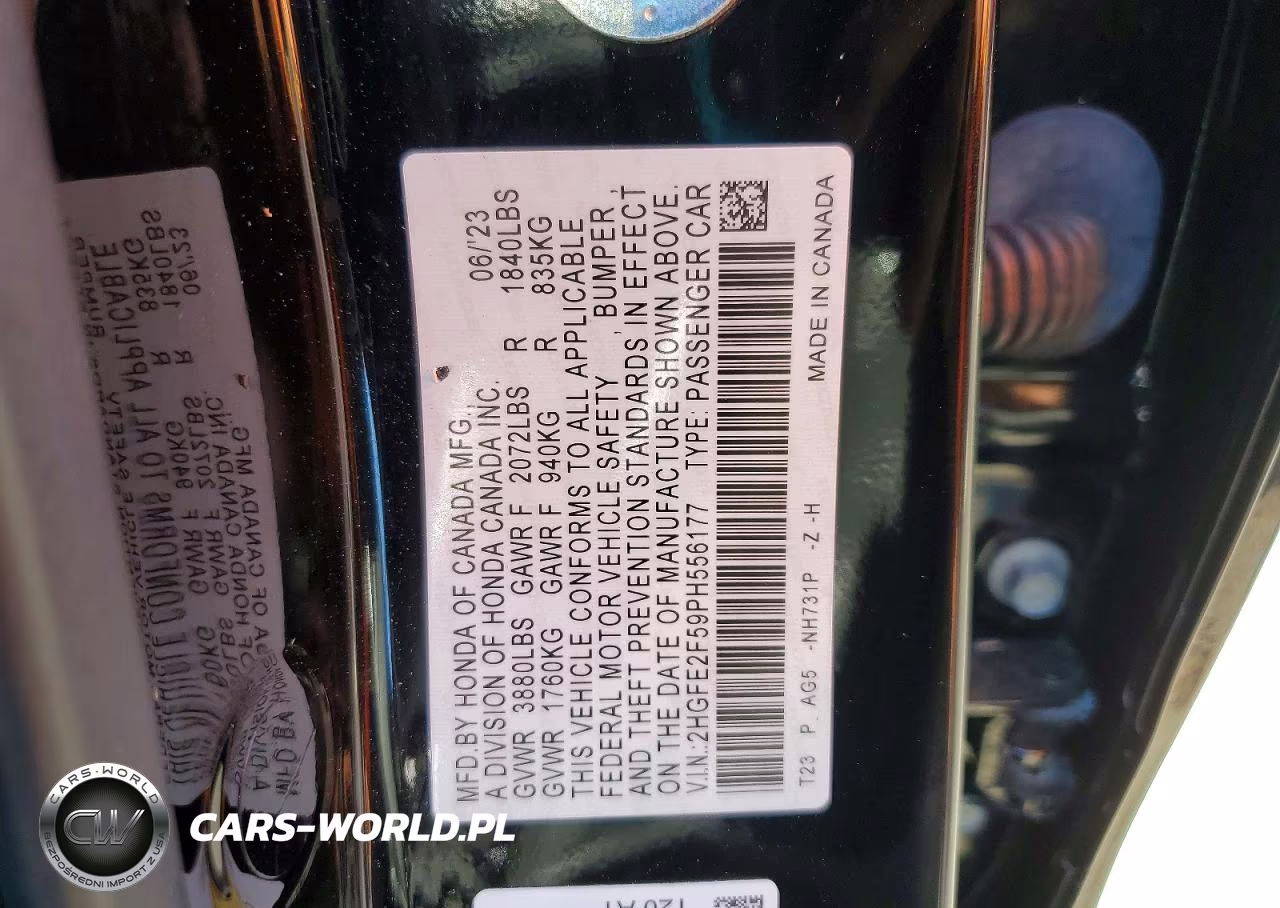 2023 Honda Civic Sport VIN:2HGFE2F59PH556177 - 12