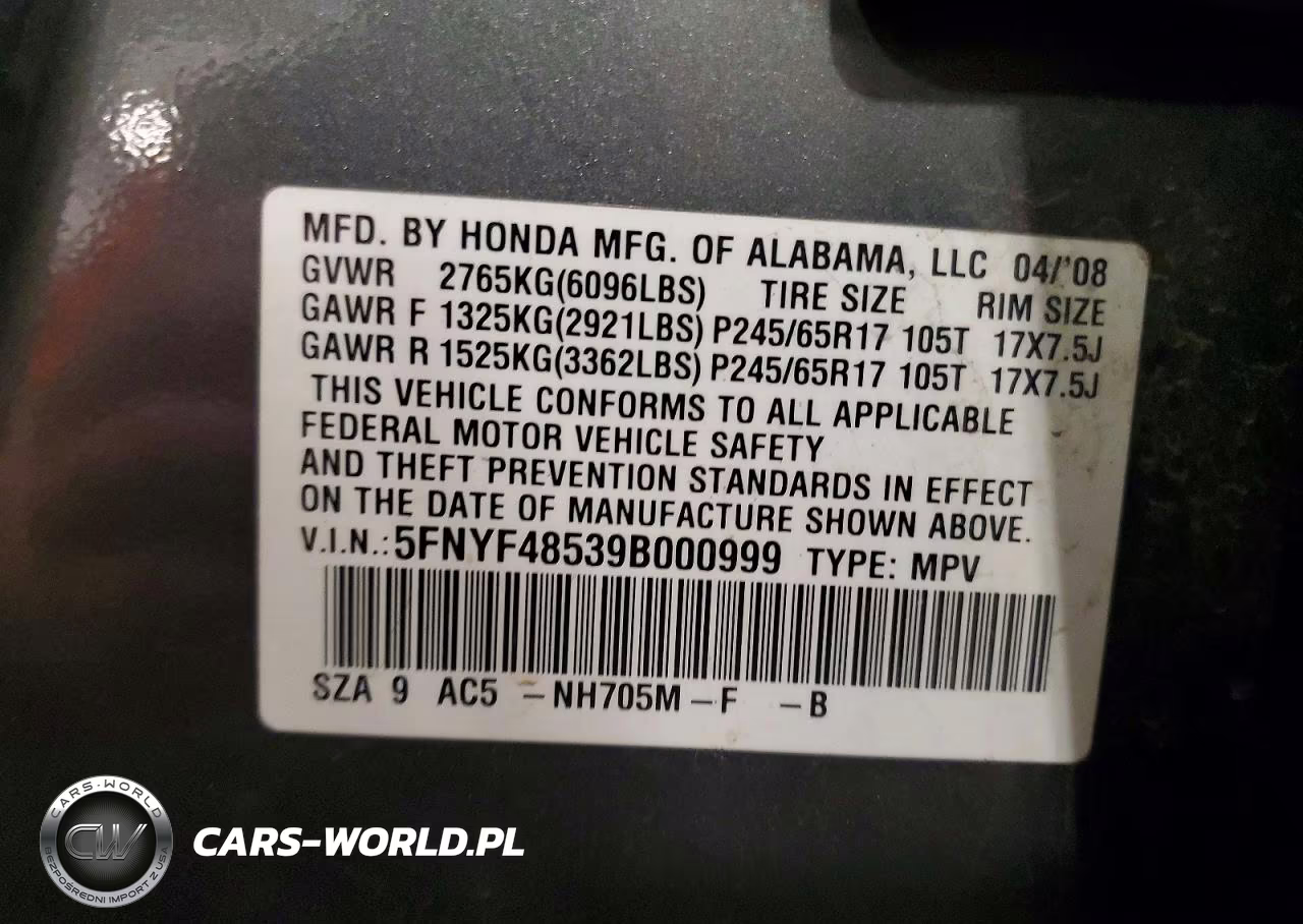 2009 Honda Pilot Exl VIN:5FNYF48539B000999 - 13