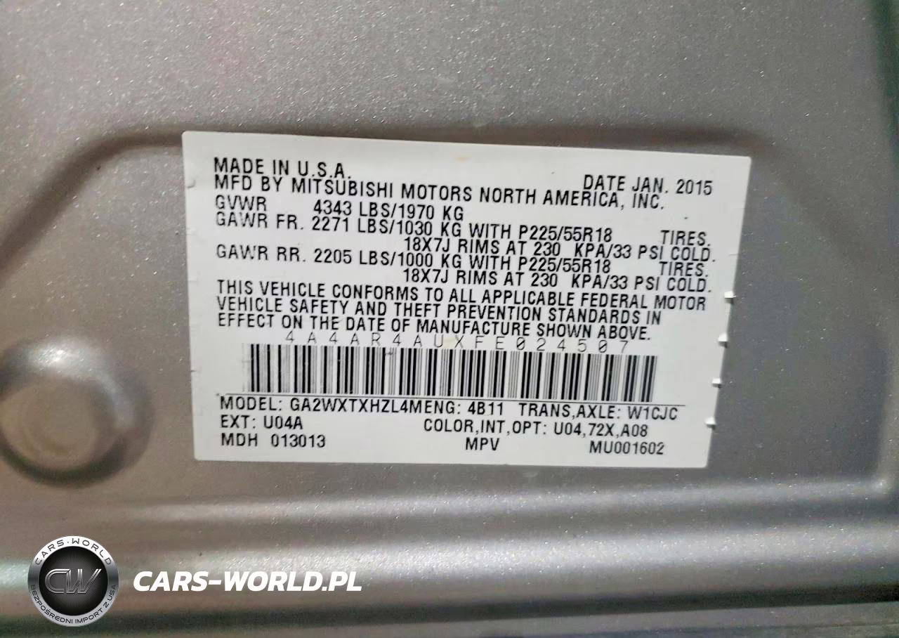 2015 Mitsubishi Outlander Sport Se VIN:4A4AR4AUXFE024507 - 14