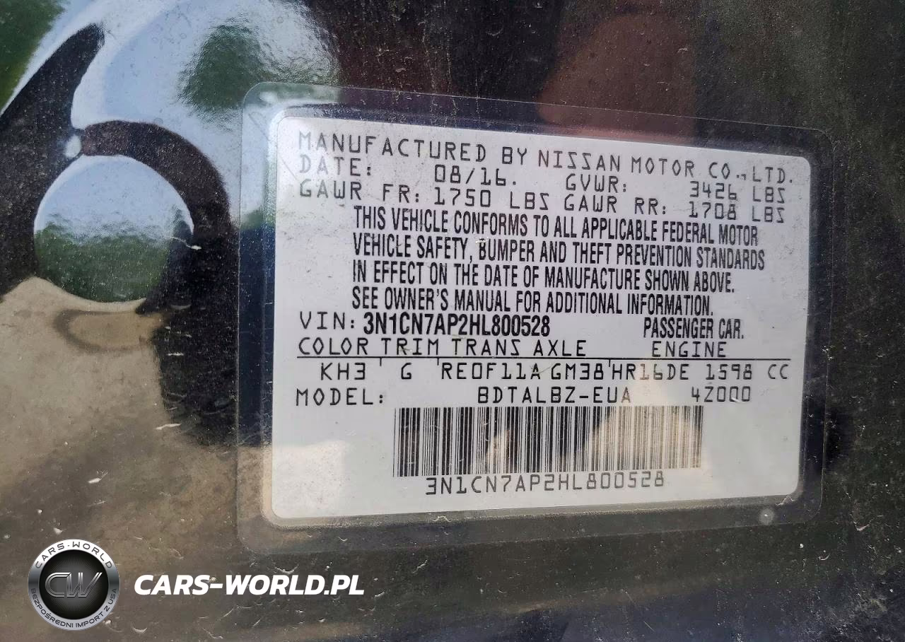 2017 Nissan Versa 1.6 Sv VIN:3N1CN7AP2HL800528 - 13