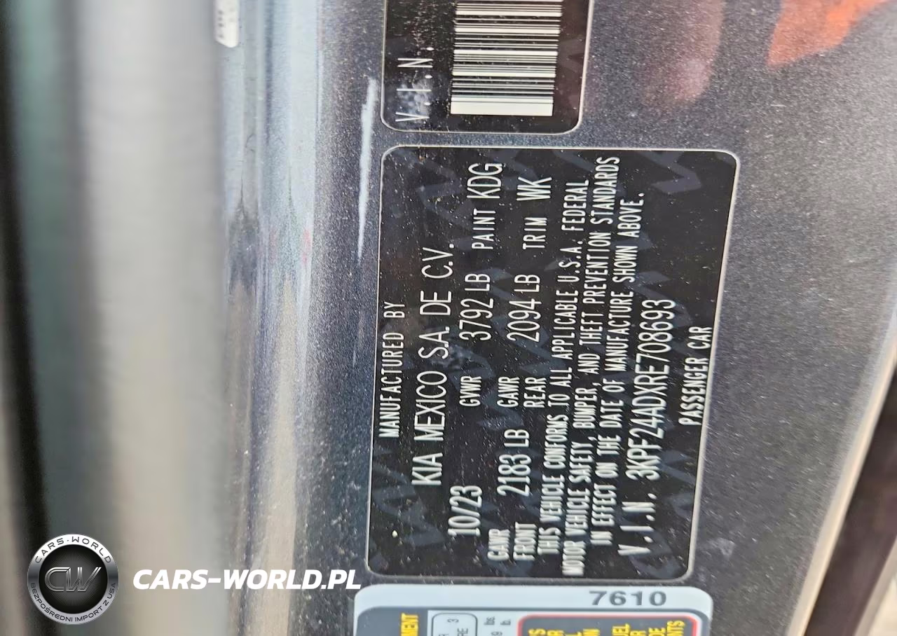 2024 Kia Forte Lxs VIN:3KPF24ADXRE708693 - 12
