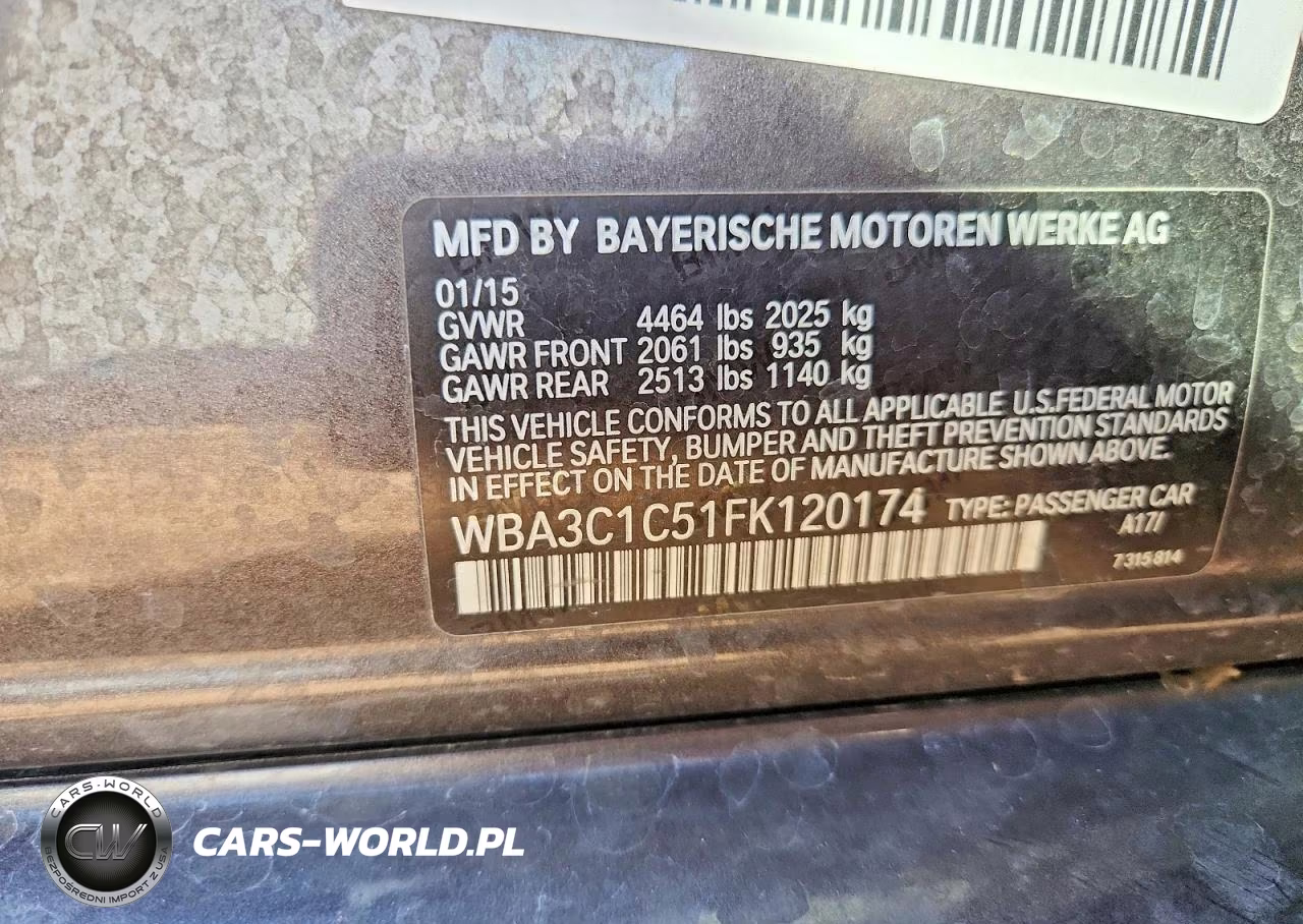 2015 BMW 328 I Sulev VIN:WBA3C1C51FK120174 - 12
