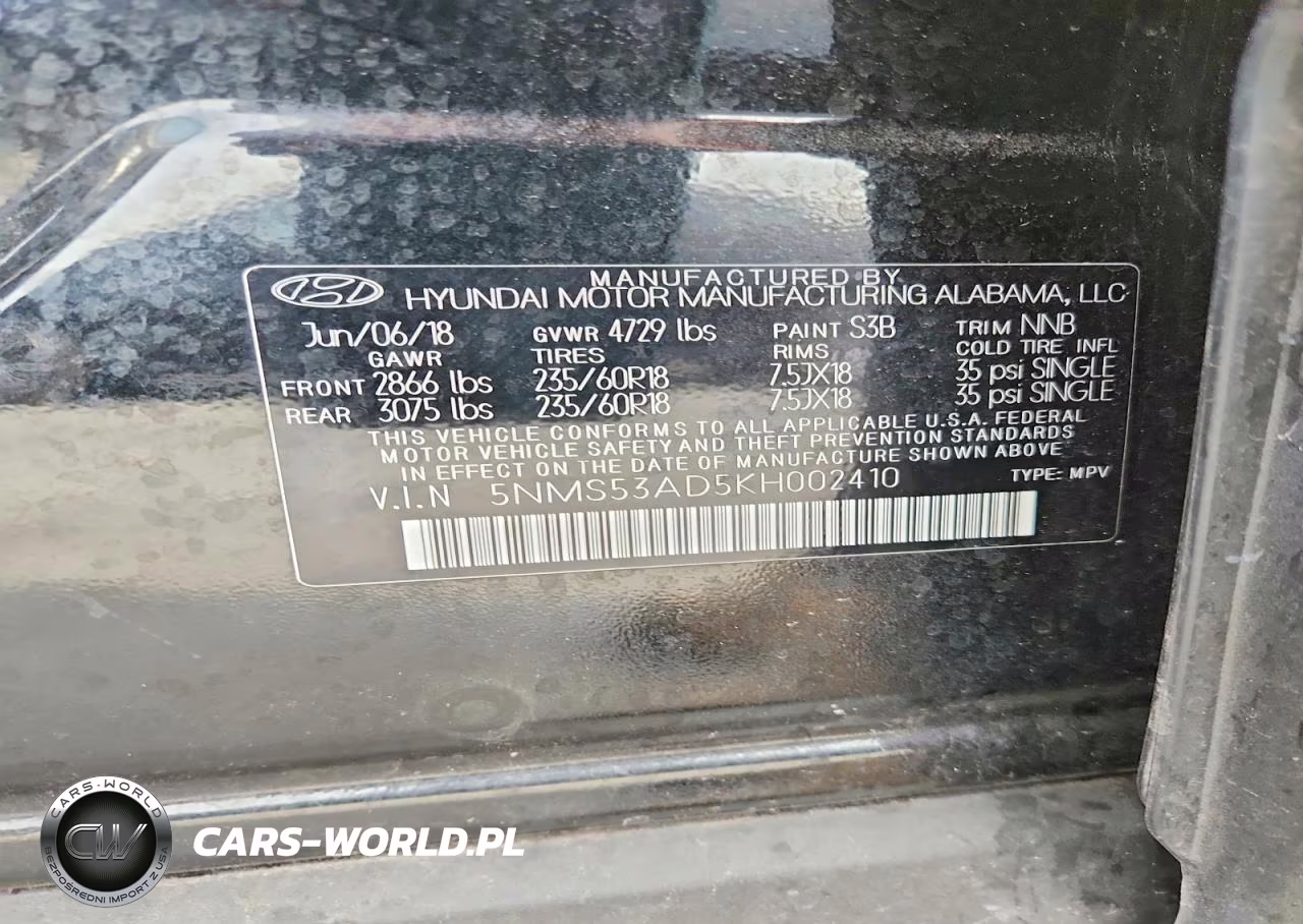 2019 Hyundai Santa Fe Ultimate 2.4L VIN:5NMS53AD5KH002410 - 14