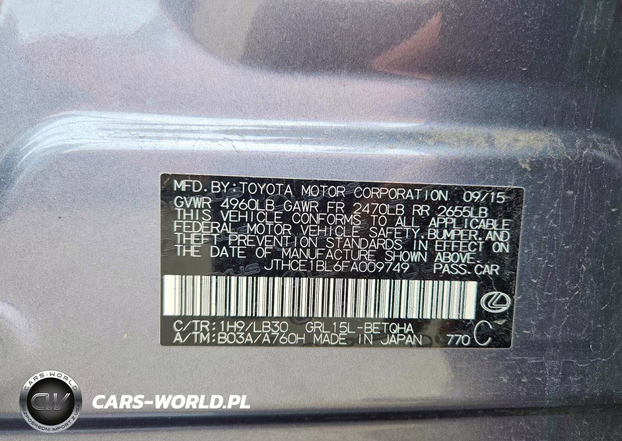 2015 Lexus Gs 350 VIN:JTHCE1BL6FA009749 - 12