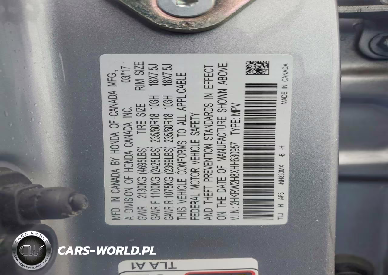 2017 Honda Cr-V Exl VIN:2HKRW2H8XHH630957 - 13