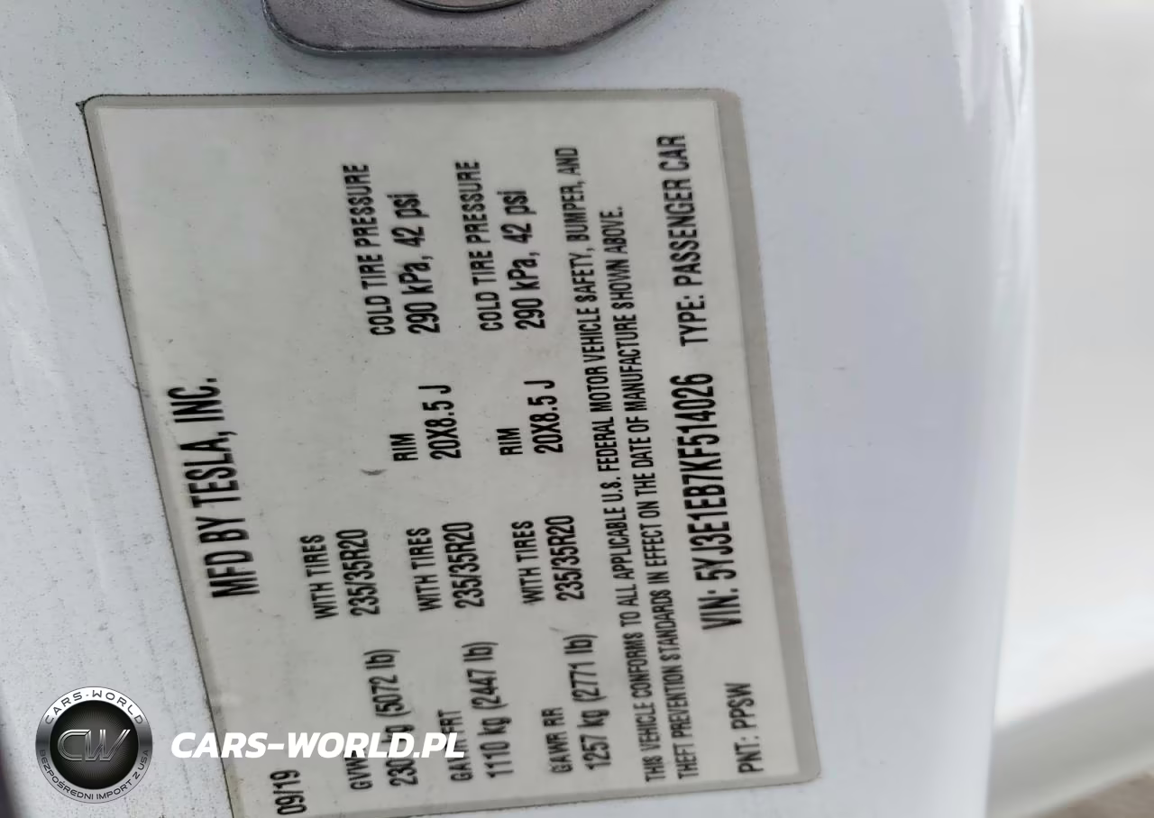 2019 Tesla Model 3 VIN:5YJ3E1EB7KF514026 - 12