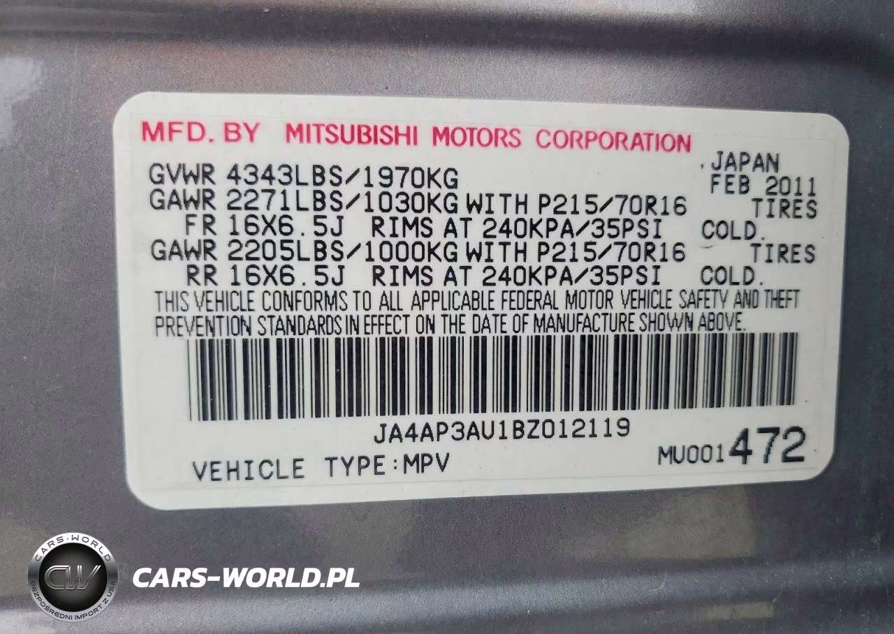 2011 Mitsubishi Outlander Sport Es VIN:JA4AP3AU1BZ012119 - 13