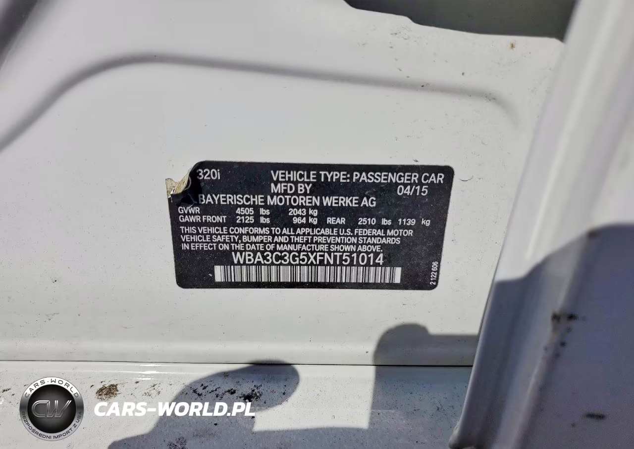 2015 BMW 320 I xDrive VIN:WBA3C3G5XFNT51014 - 12