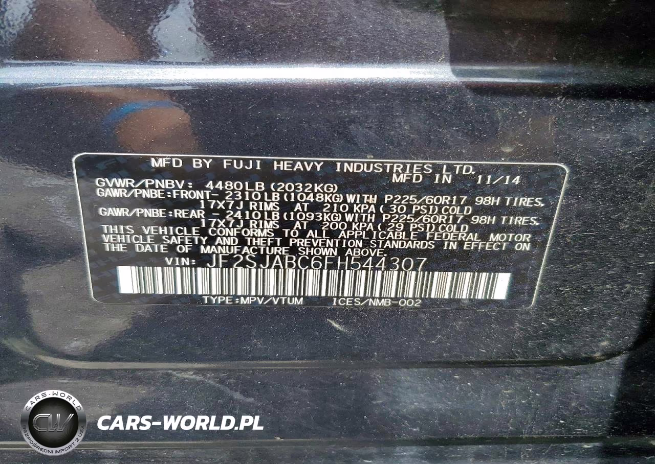 2015 Subaru Forester 2.5I VIN:JF2SJABC6FH544307 - 13