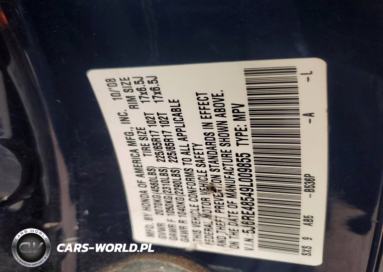 2009 Honda Cr-V 4D Ex VIN:5J6RE48549L009855 - 12