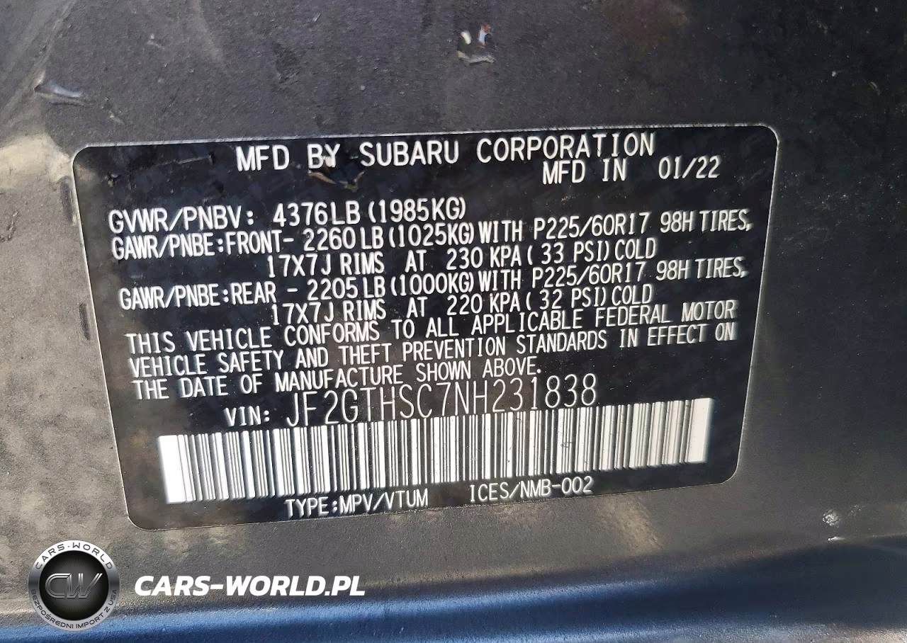2022 Subaru Crosstrek Sport VIN:JF2GTHSC7NH231838 - 14