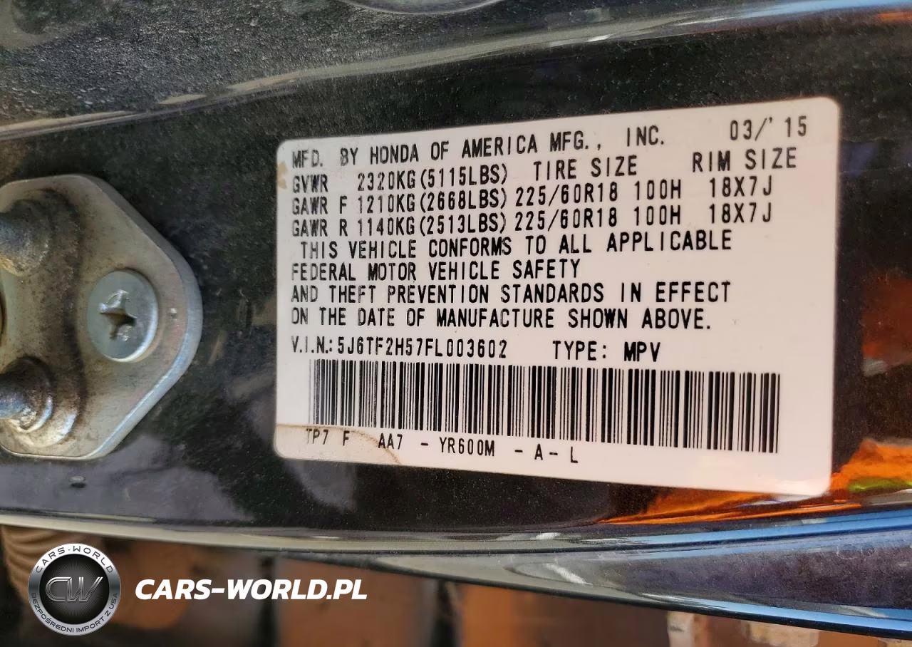 2015 Honda Crosstour Exl VIN:5J6TF2H57FL003602 - 12