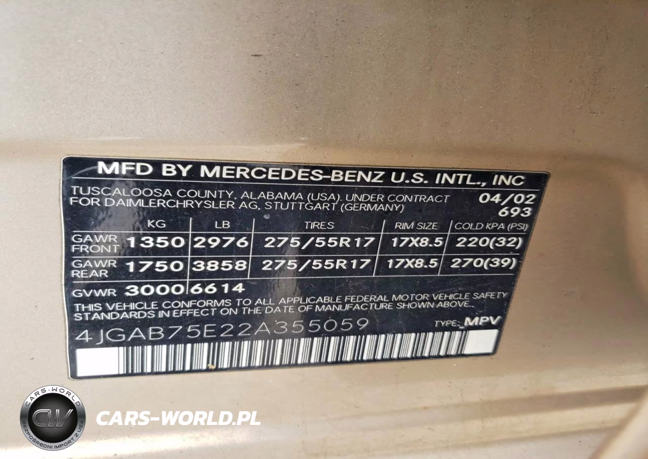2002 Mercedes-Benz Ml 500 VIN:4JGAB75E22A355059 - 13