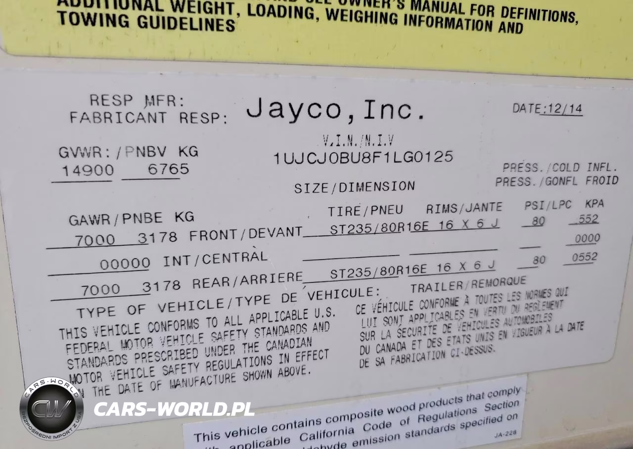2015 Jayco Eagle Camper VIN:1UJCJ0BU8F1LG0125 - 10