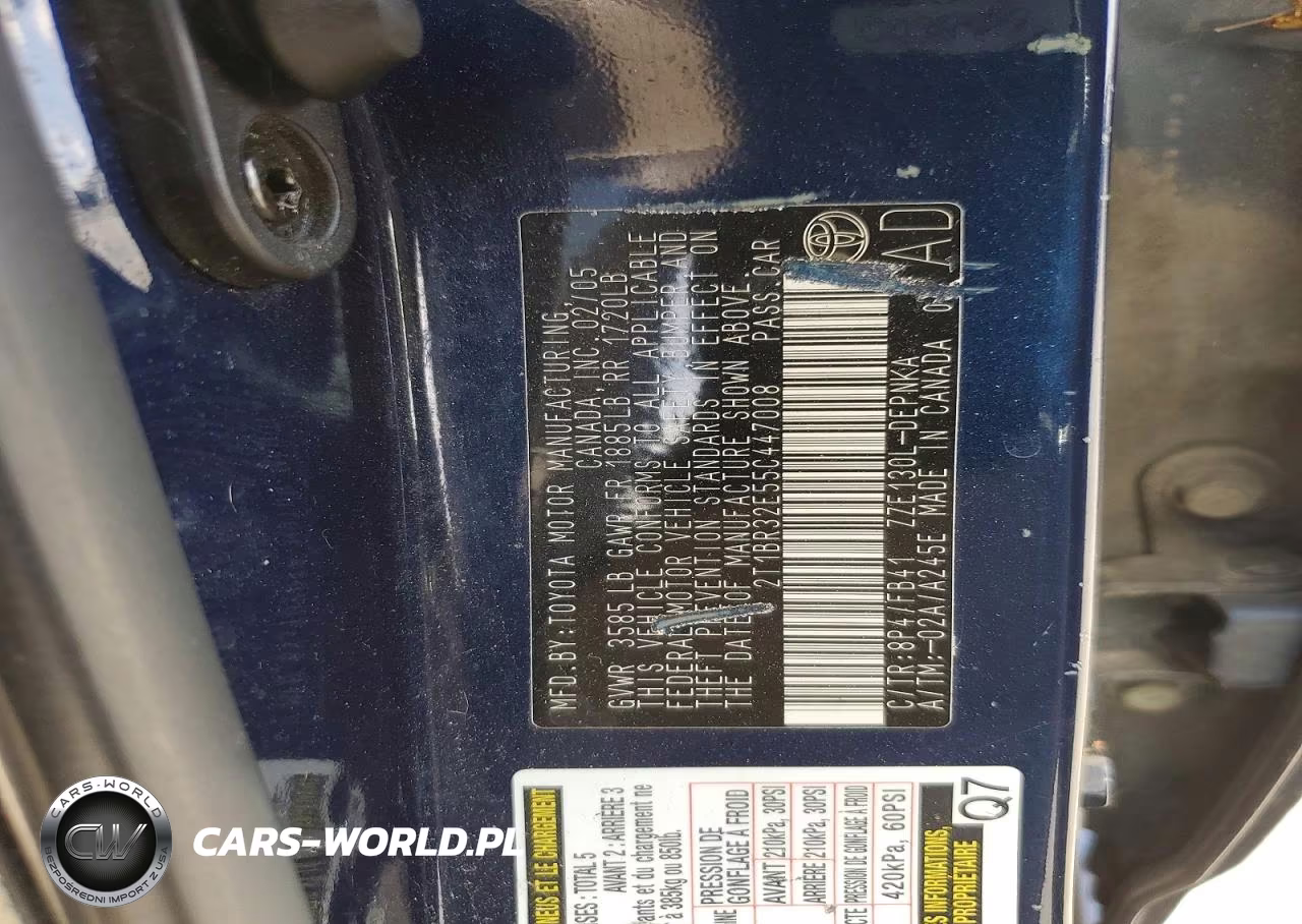 2005 Toyota Carola VIN:2T1BR32E55C447008 - 12