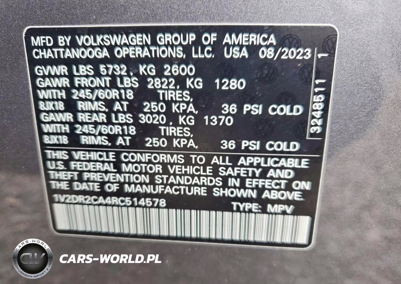 2024 Volkswagen Atlas Se VIN:1V2DR2CA4RC514578 - 13