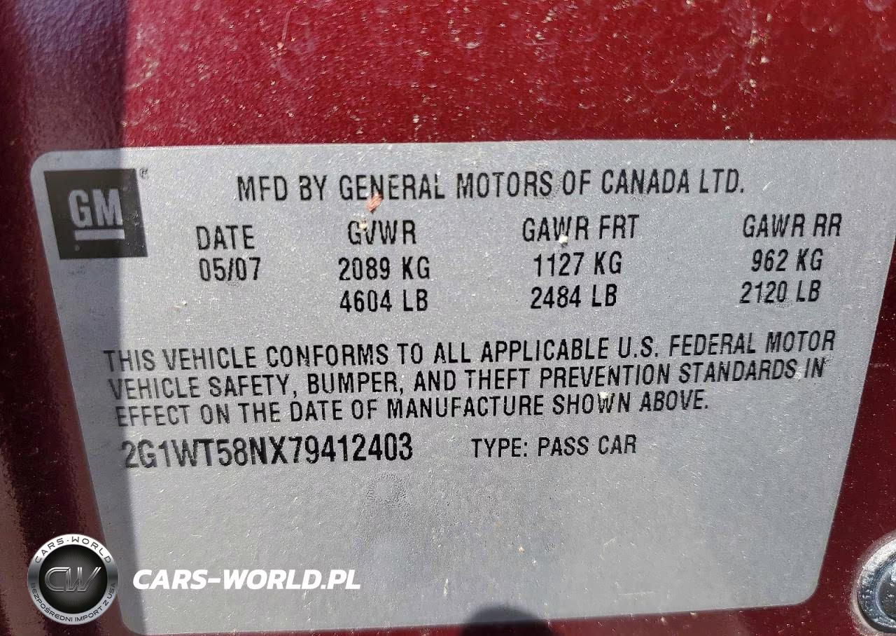 2007 Chevrolet Impala Lt VIN:2G1WT58NX79412403 - 12