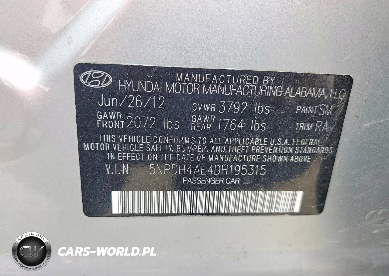 2013 Hyundai Elantra Gls VIN:5NPDH4AE4DH195315 - 12