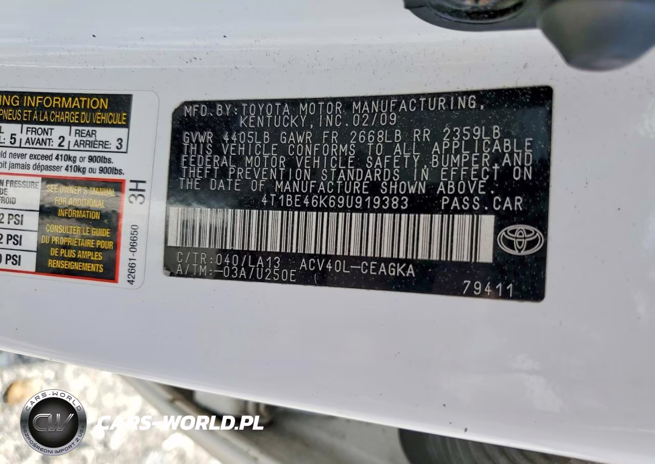 2009 Toyota Camry Base VIN:4T1BE46K69U919383 - 13