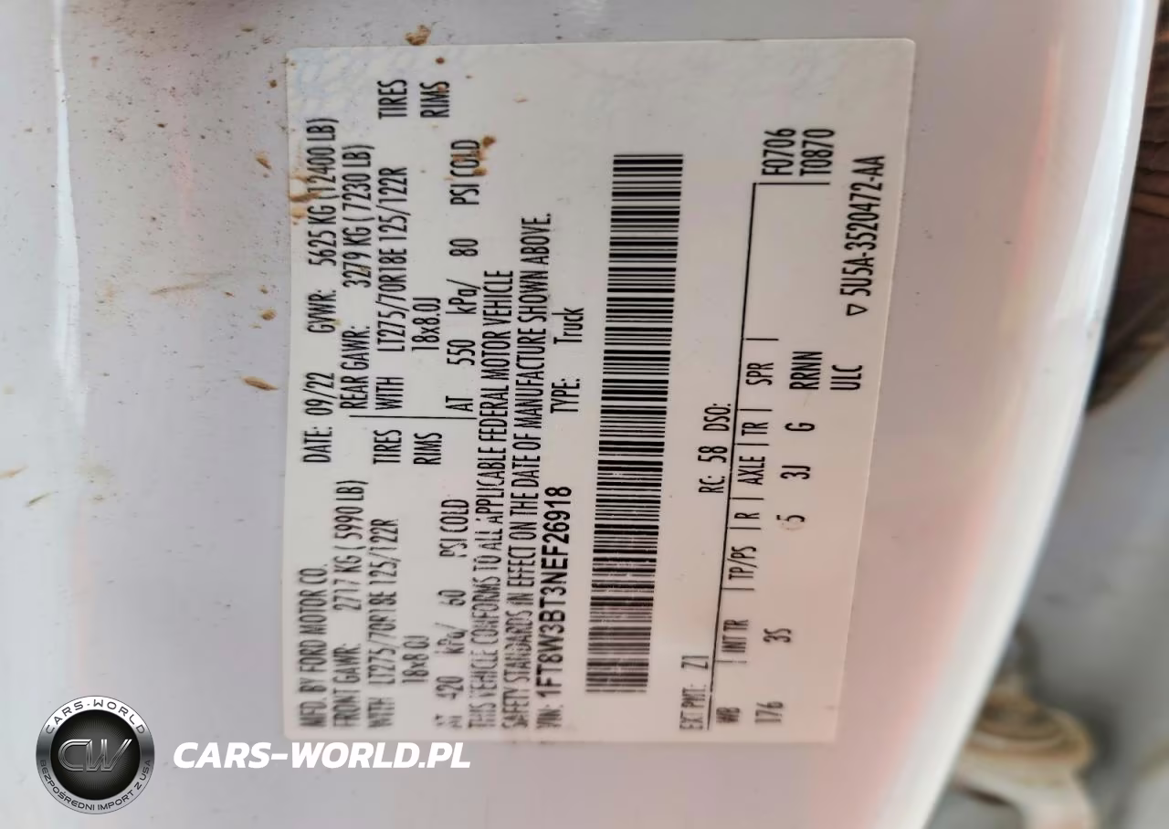 2022 Ford F350 Super Duty VIN:1FT8W3BT3NEF26918 - 14