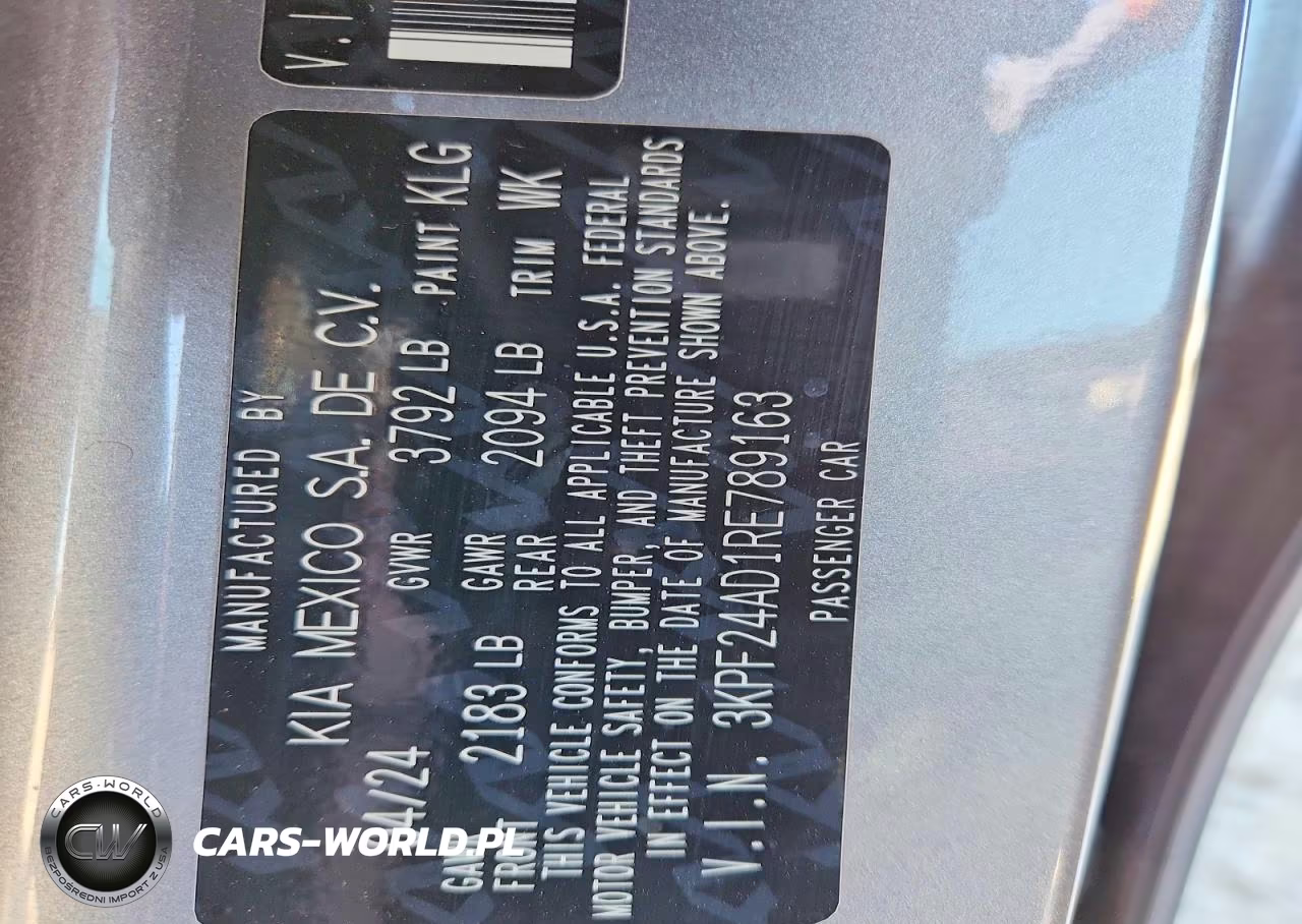 2024 Kia Forte Lxs VIN:3KPF24AD1RE789163 - 13
