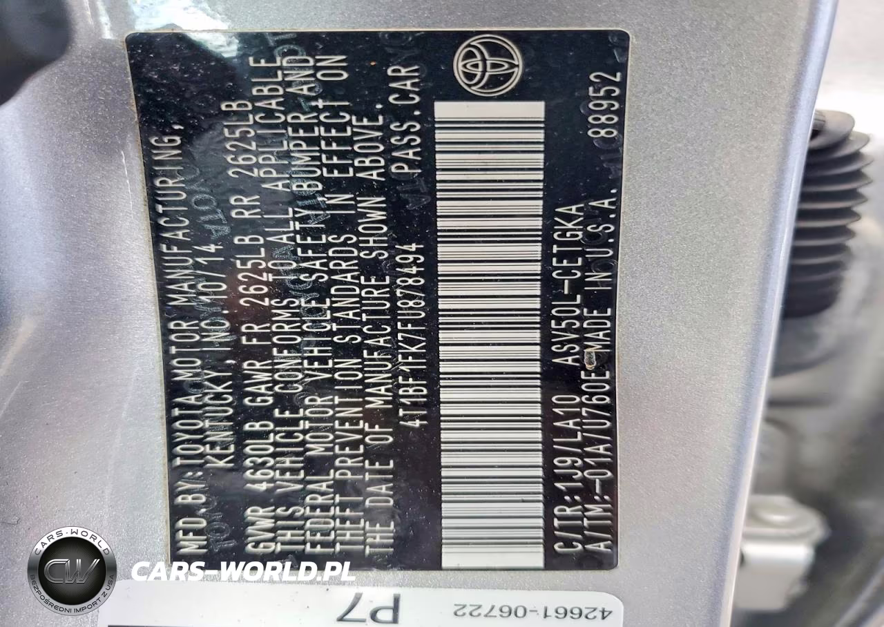 2015 Toyota Camry Xle VIN:4T1BF1FK7FU878494 - 12