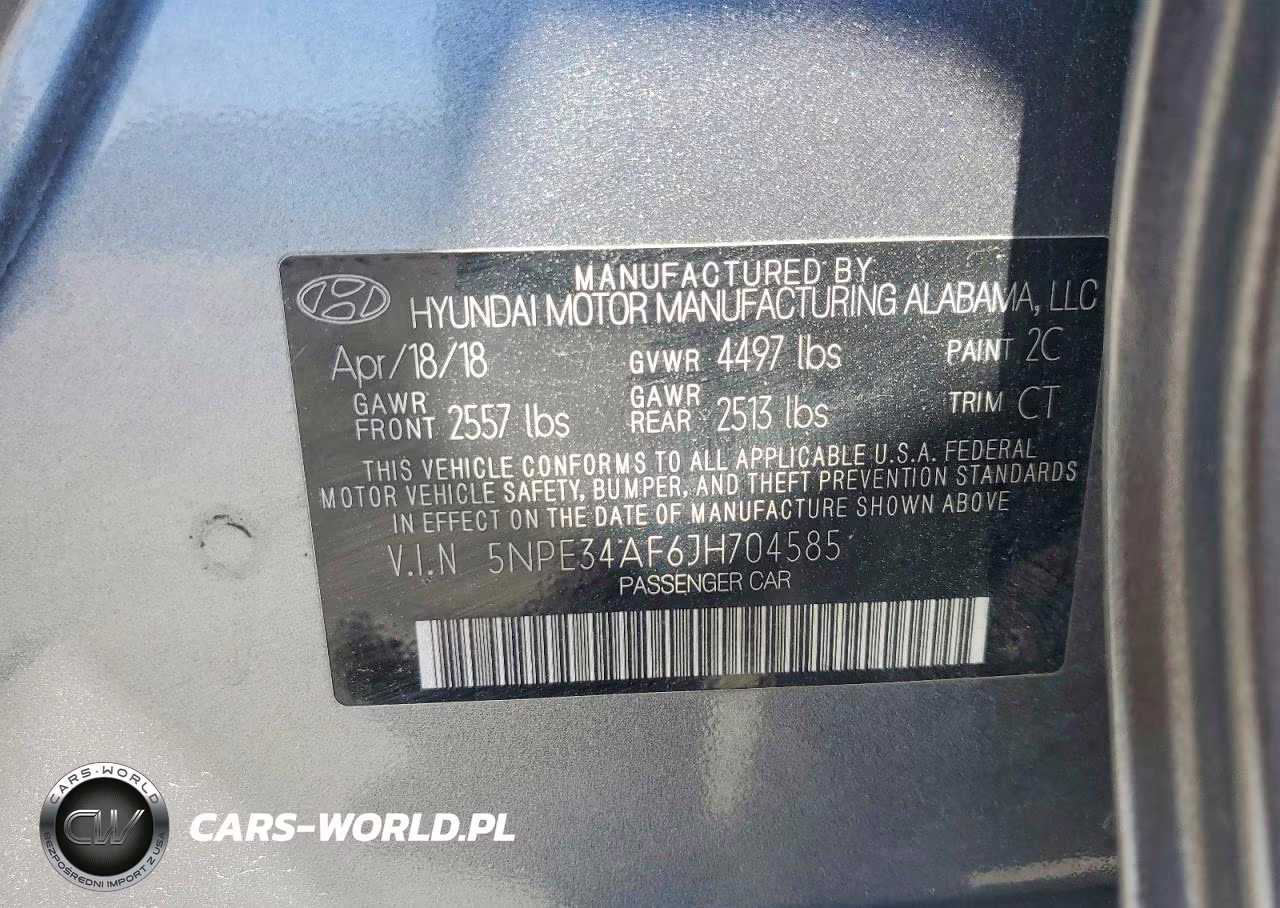 2018 Hyundai Sonata Sport+ VIN:5NPE34AF6JH704585 - 12