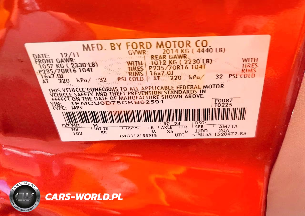 2012 Ford Escape Xlt VIN:1FMCU0D75CKB62591 - 14