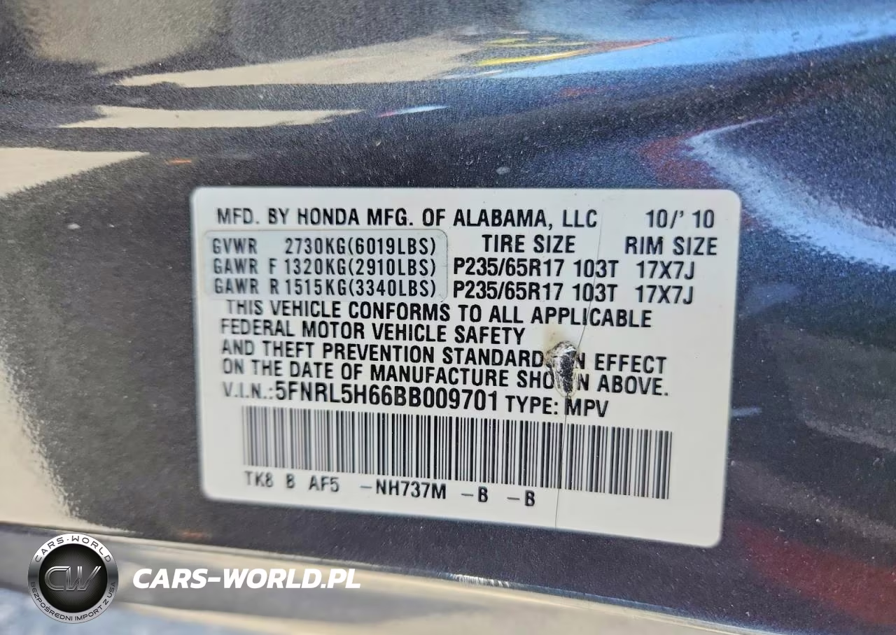 2011 Honda Odyssey Exl VIN:5FNRL5H66BB009701 - 13